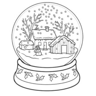 Close-up of snow globe colouring sheet